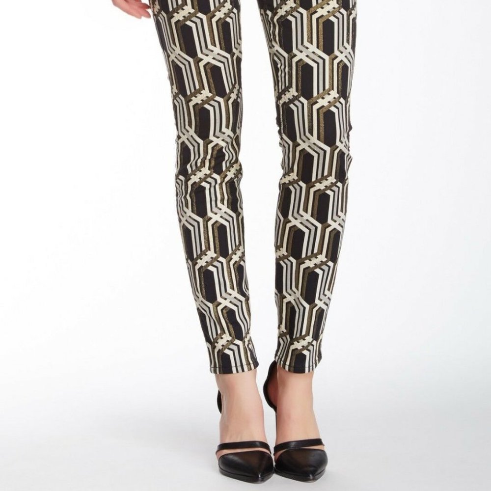 GENETIC DENIM New Jeans Jacquard Metallic Skinny Women's Size 26 $500 - Picture 3 of 9